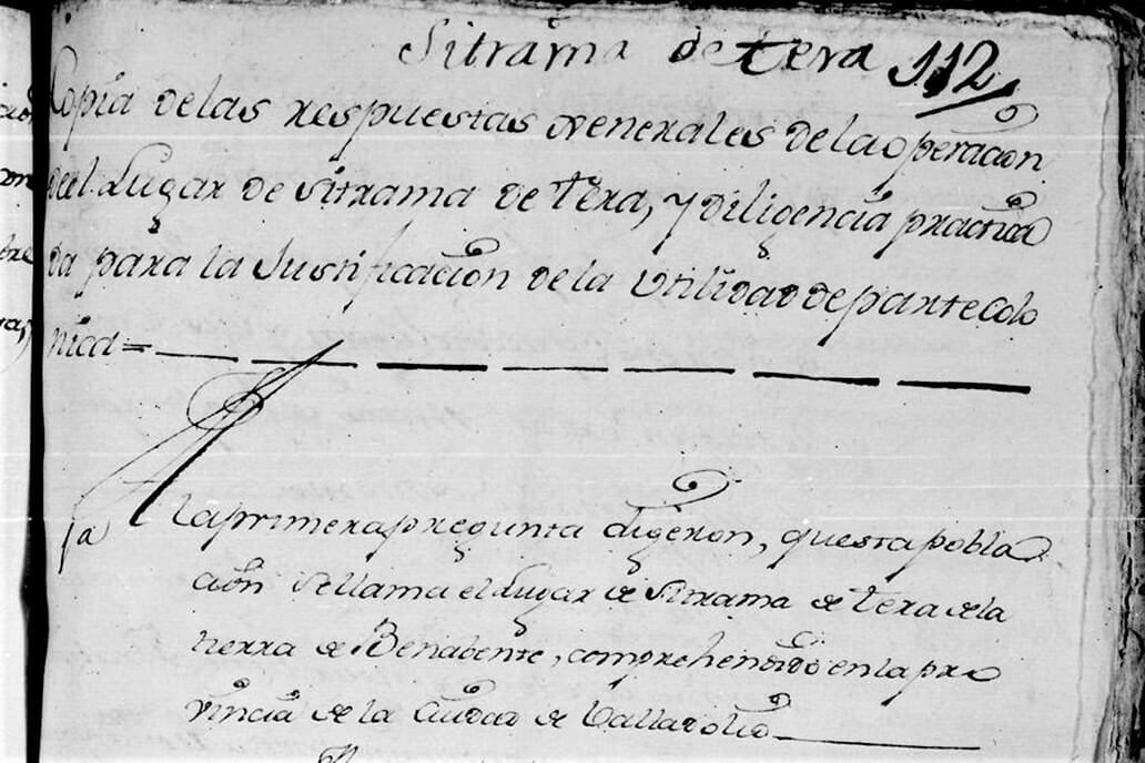 Sitrama de Tera Catastro Ensenada 1752 - página 1