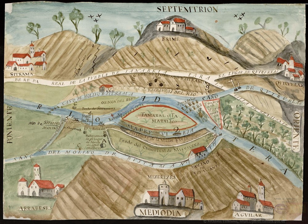 Sitrama en un hermoso mapa del siglo XVIII 12 Mapa río Tera 1780 entre Sitrama y Quiruelas