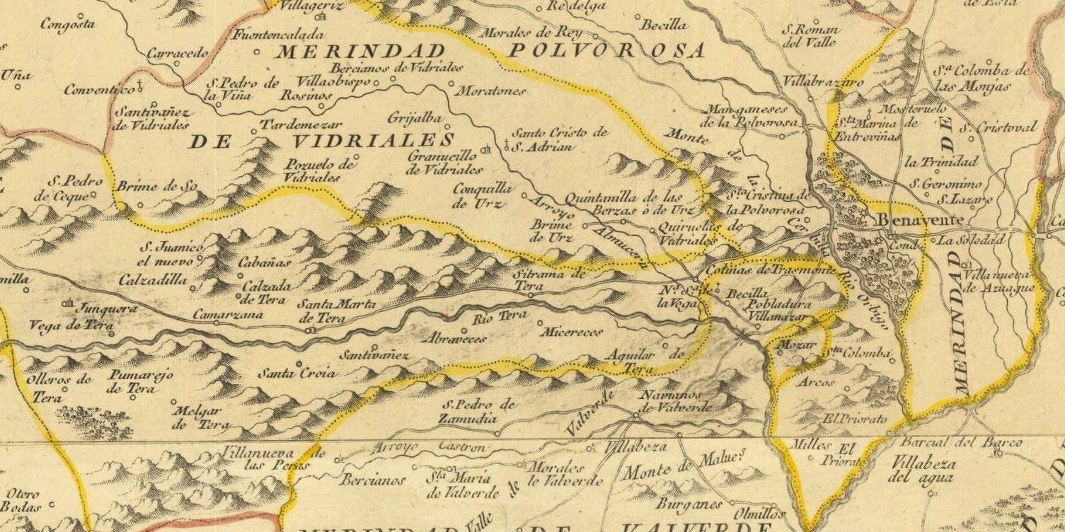 Merindades Benavente Tera Vidriales Valverde Sitrama mapa 1779