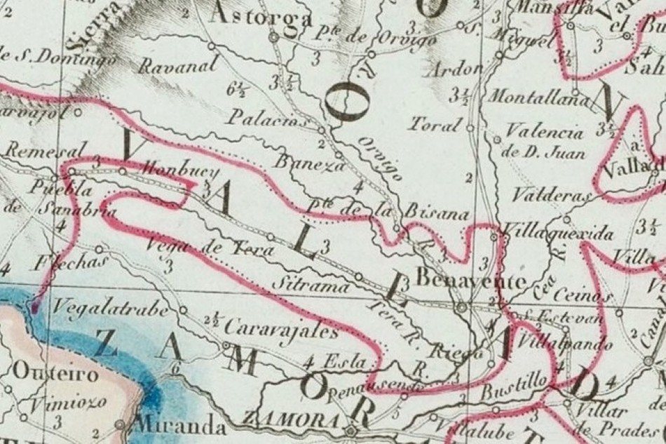 Carte routes et postes Espagne 1814 Sitrama