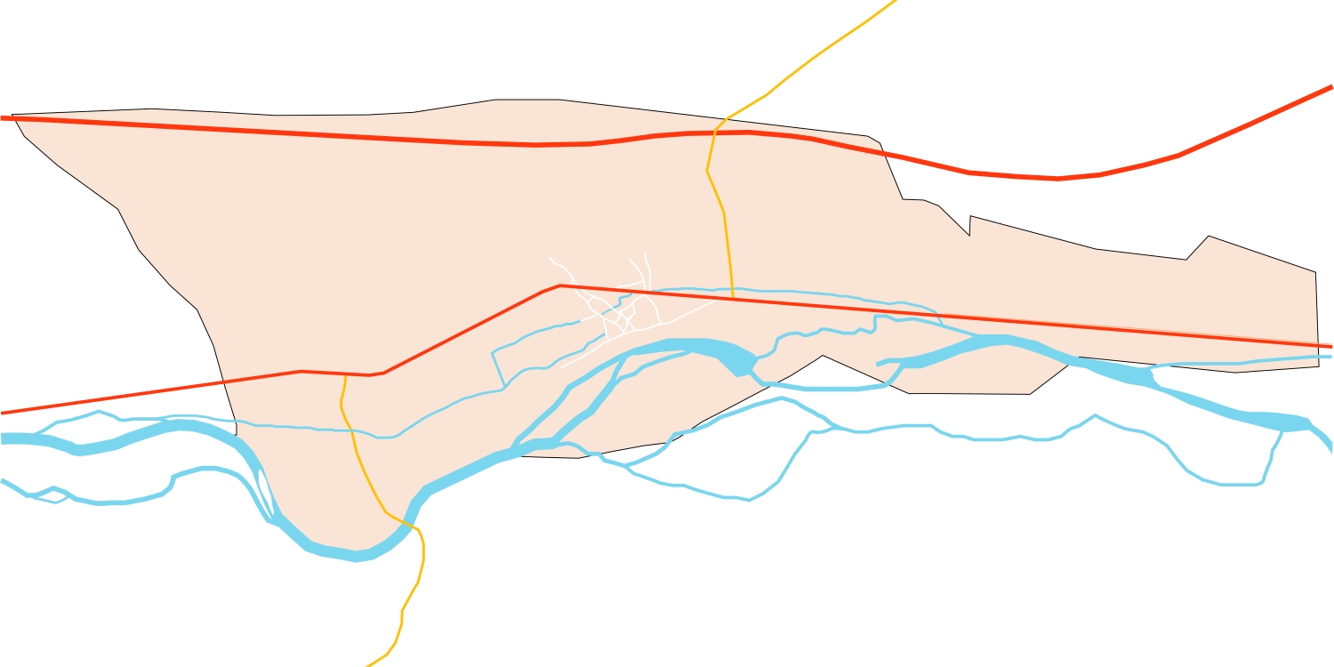 Sitrama contorno con pueblo carreteras y río Tera