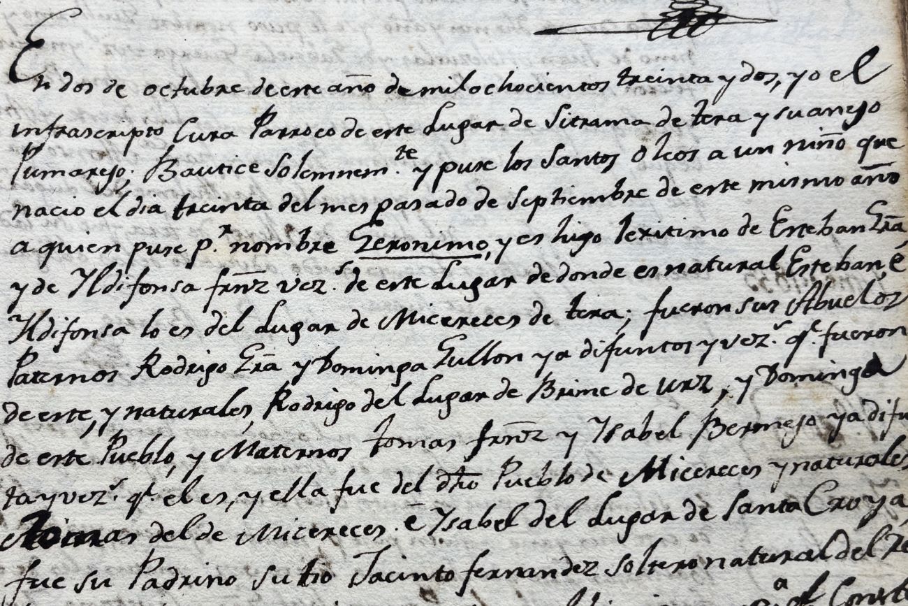Bautizo Gerónimo García Fernández Sitrama de Tera