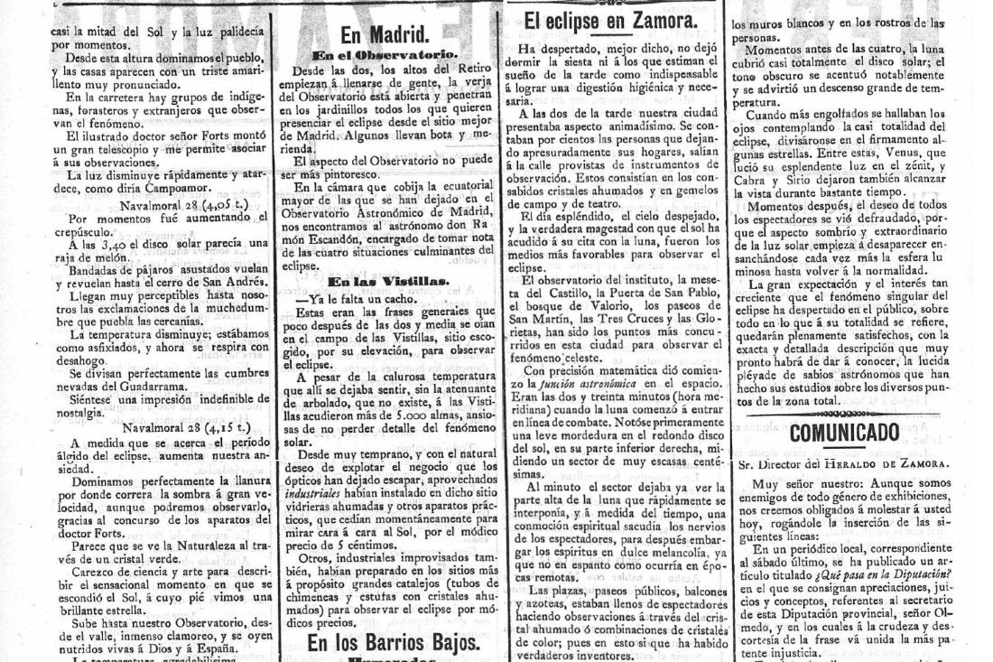 Heraldo Zamora 29 mayo 1900 eclipse