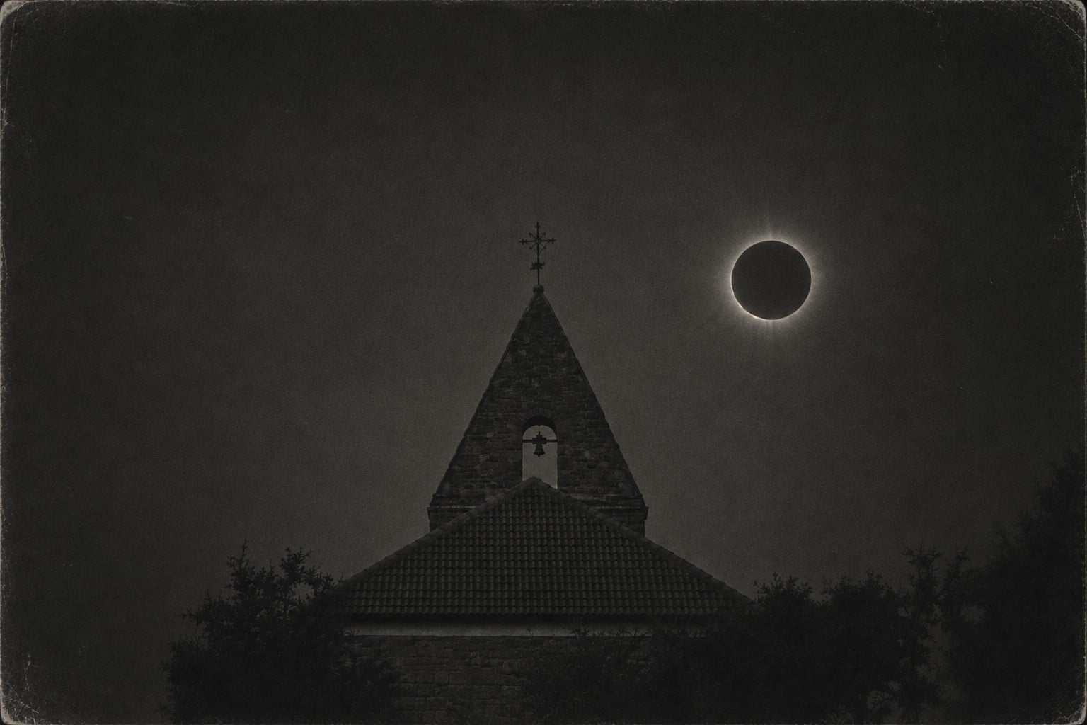 Montaje IA eclipse iglesia Sitrama de Tera