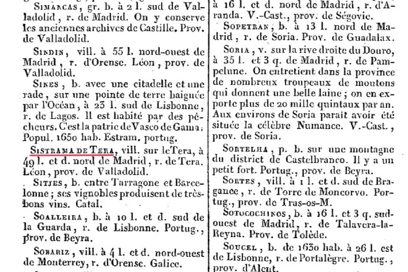 Sistrama 1829 Sitrama Dictionnaire g&eacute;ographique Espagne Portugal
