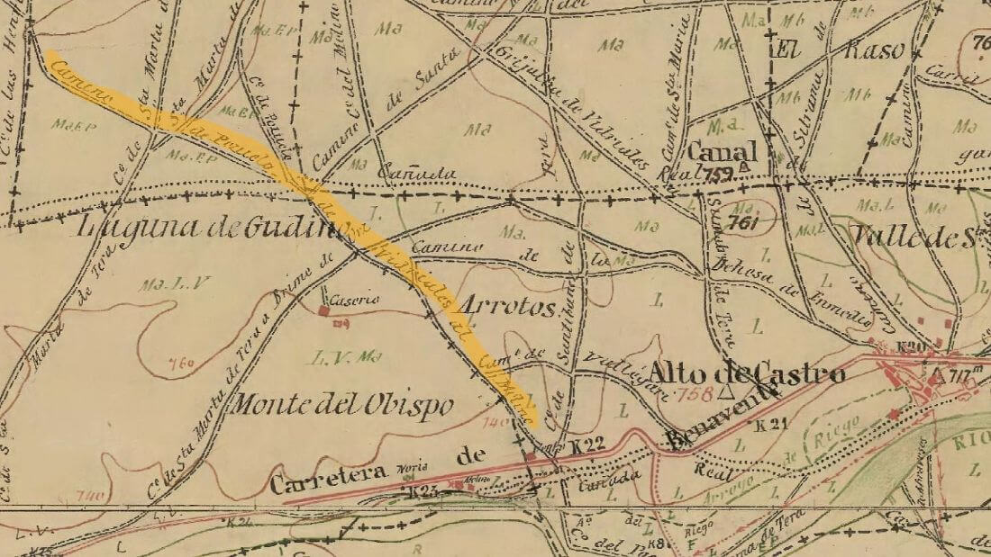 IGN 1934 Camino Pozuelo de Vidriales al Molino Santa Marta